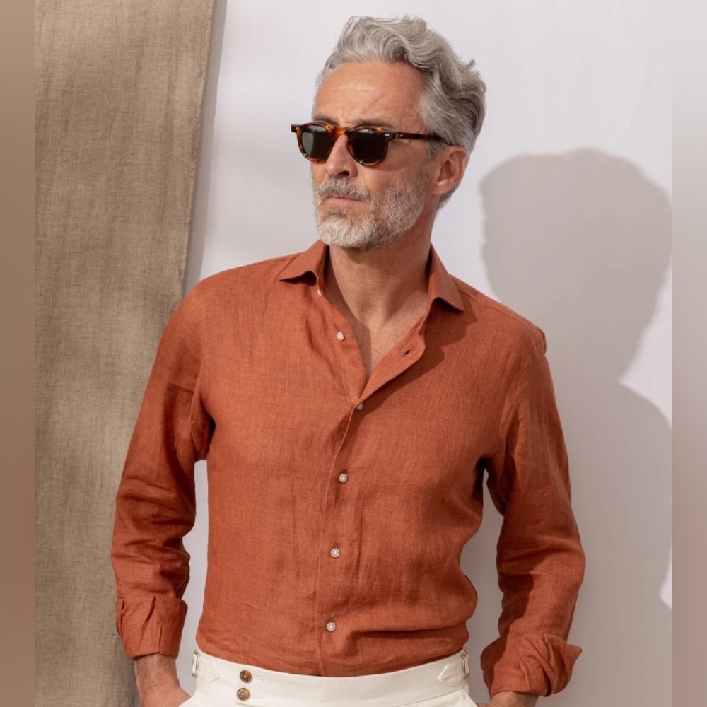 Pini Parma Terracotta Linen Shirt
